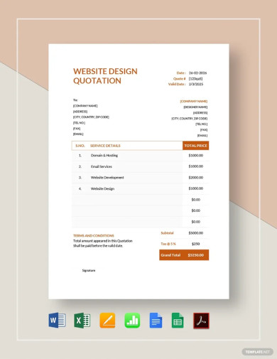 website design quotation template