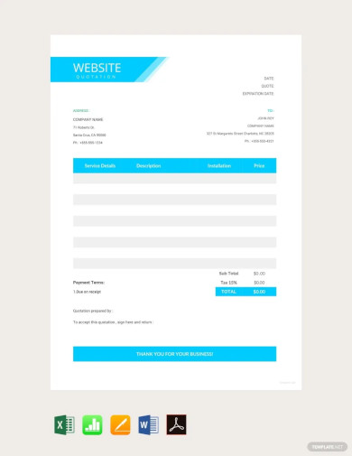 website quotation template