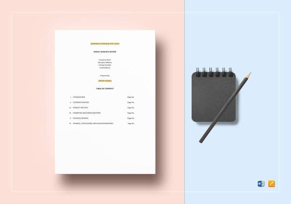 weekly business report template