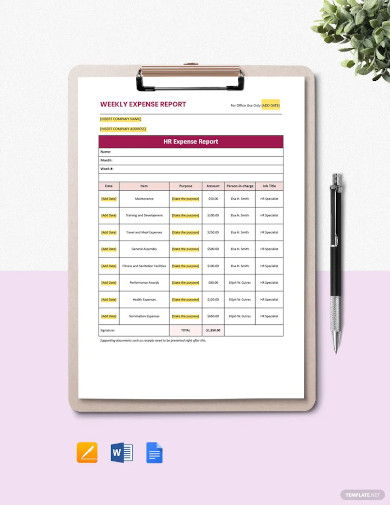 weekly expense report template