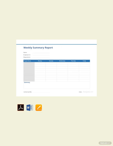 weekly summary report template