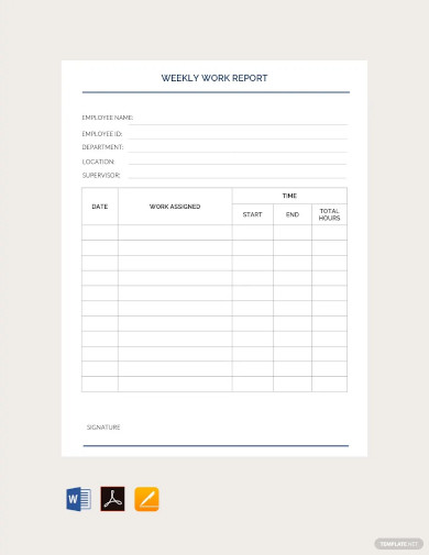 weekly work report template