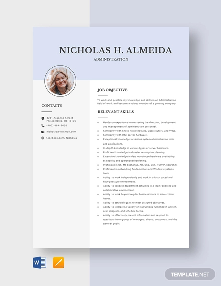 Administration Resume Template - 34+ Free Samples, Examples, Format ...