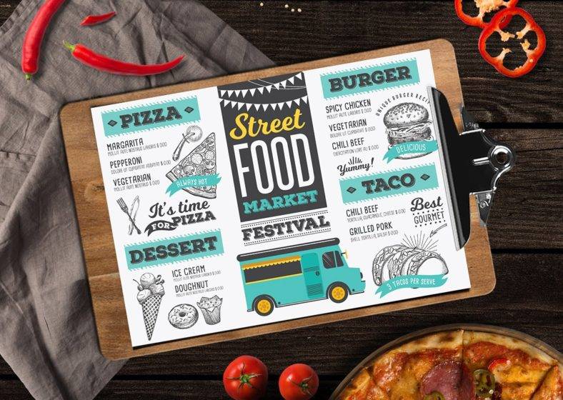 food truck menu template festive van 788x560