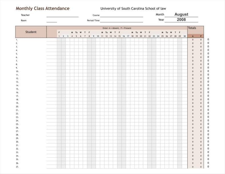 attendance tracking excel format template download 11 788x609