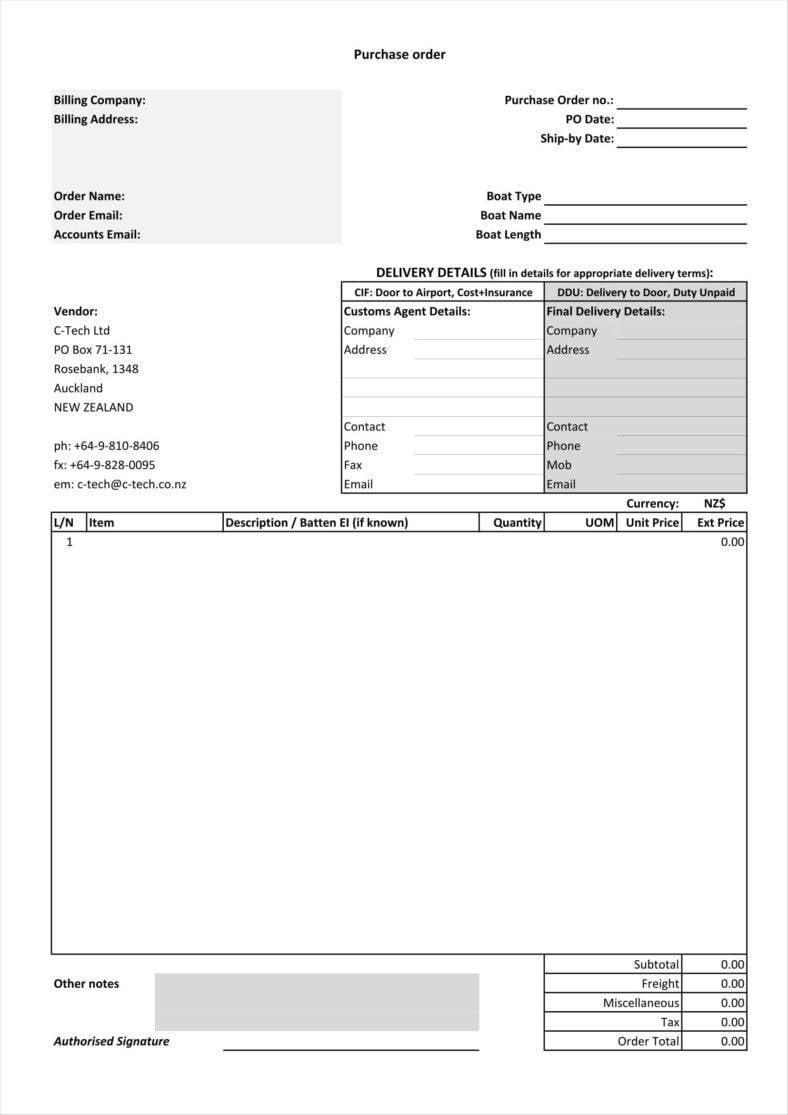 Sales Order Form Template