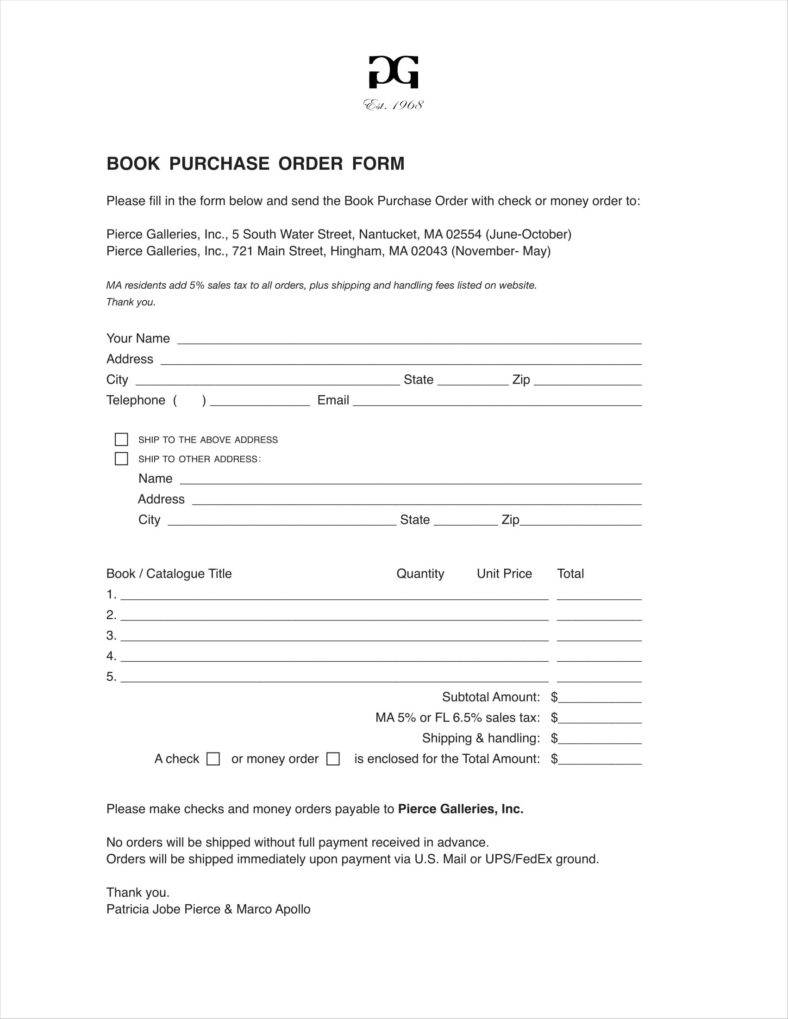 Book Order Form Template