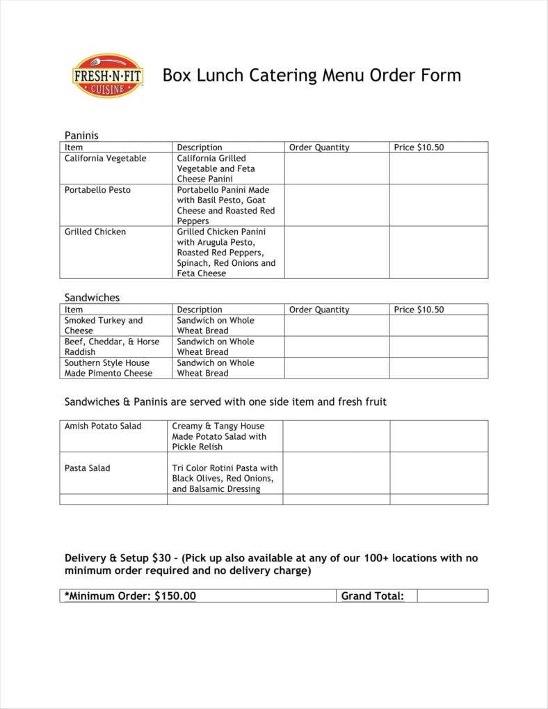 lunch order form
 9+ Food Order Form Templates - Word, Docs | Free & Premium ...