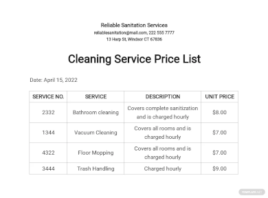 28  Cleaning Price List Templates Free Word PDF Excel Format Download