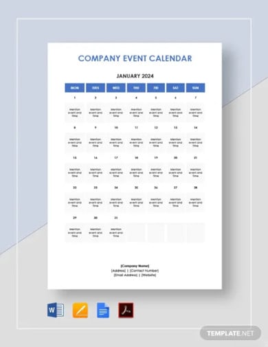 11  Company Calendar Templates Free PDF Excel Format Download