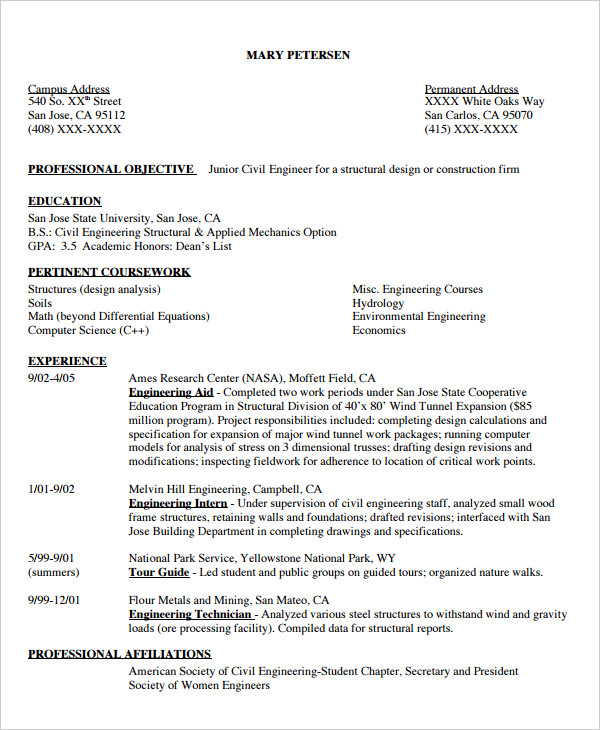 chronological resume format for students