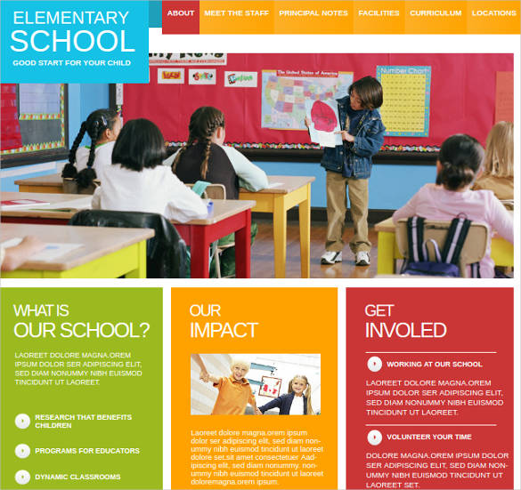 elementary school website theme template