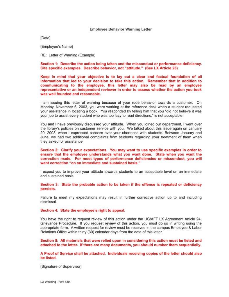 employee behavior warning letter template 1 788x1020