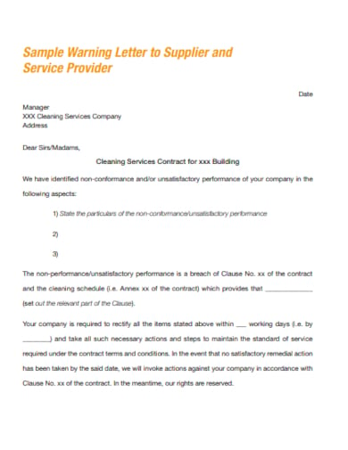 final warning letter to gross conduct supplier