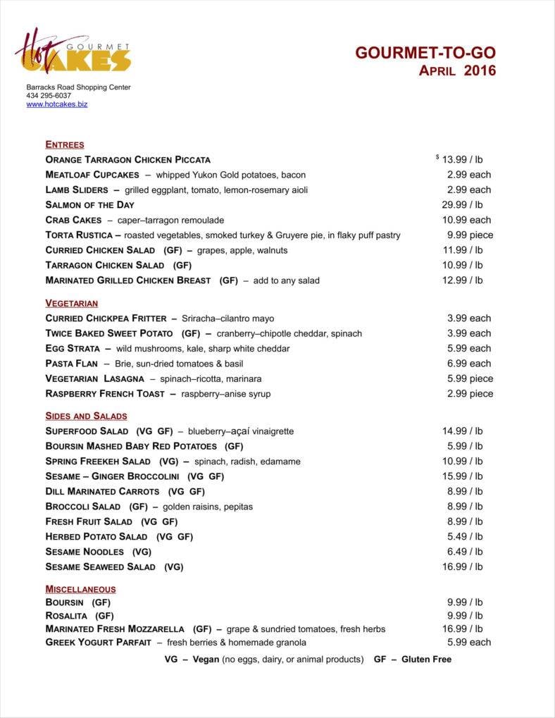 food menu order document free download1 11 788x1019