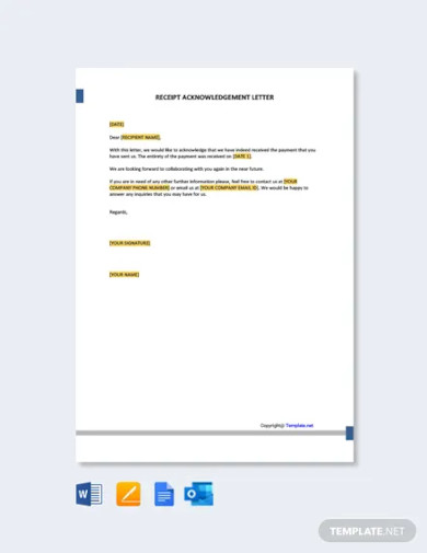 14+ Free Receipt Acknowledgment Letters Word, PDF, Excel Format Download