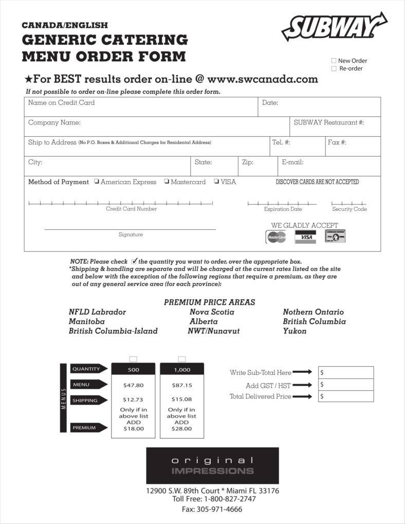 10+ Food Order Form Templates Word, Docs