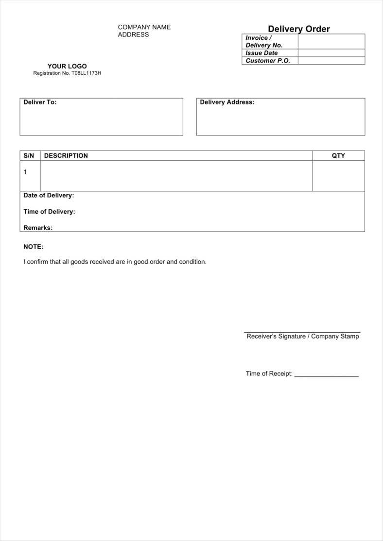 Free Delivery Order Form Template
