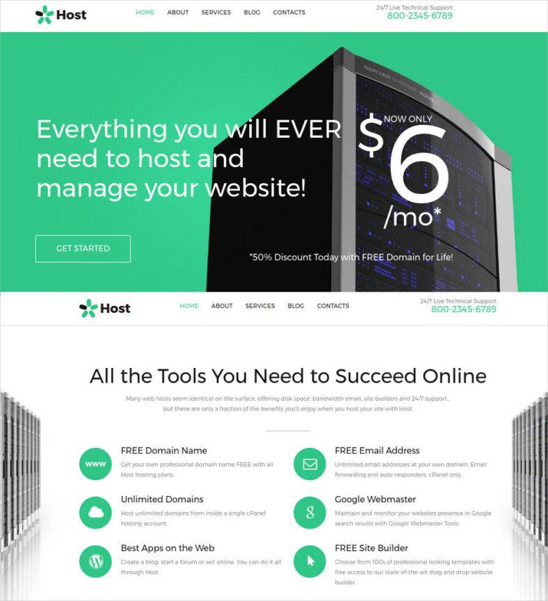 host responsive website template 788x