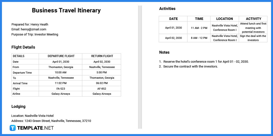 Travel Itinerary Format For Schengen Visa