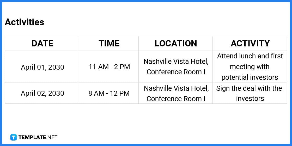 travel itinerary for us visa