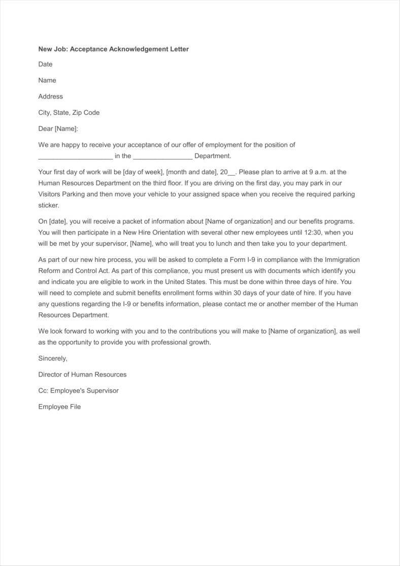 10 Employee Acknowledgement Letter Templates Free Pdf Word Format