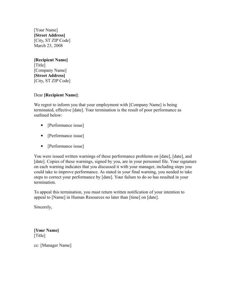 9 Ficial Termination Letter Templates Free Samples Examples Download