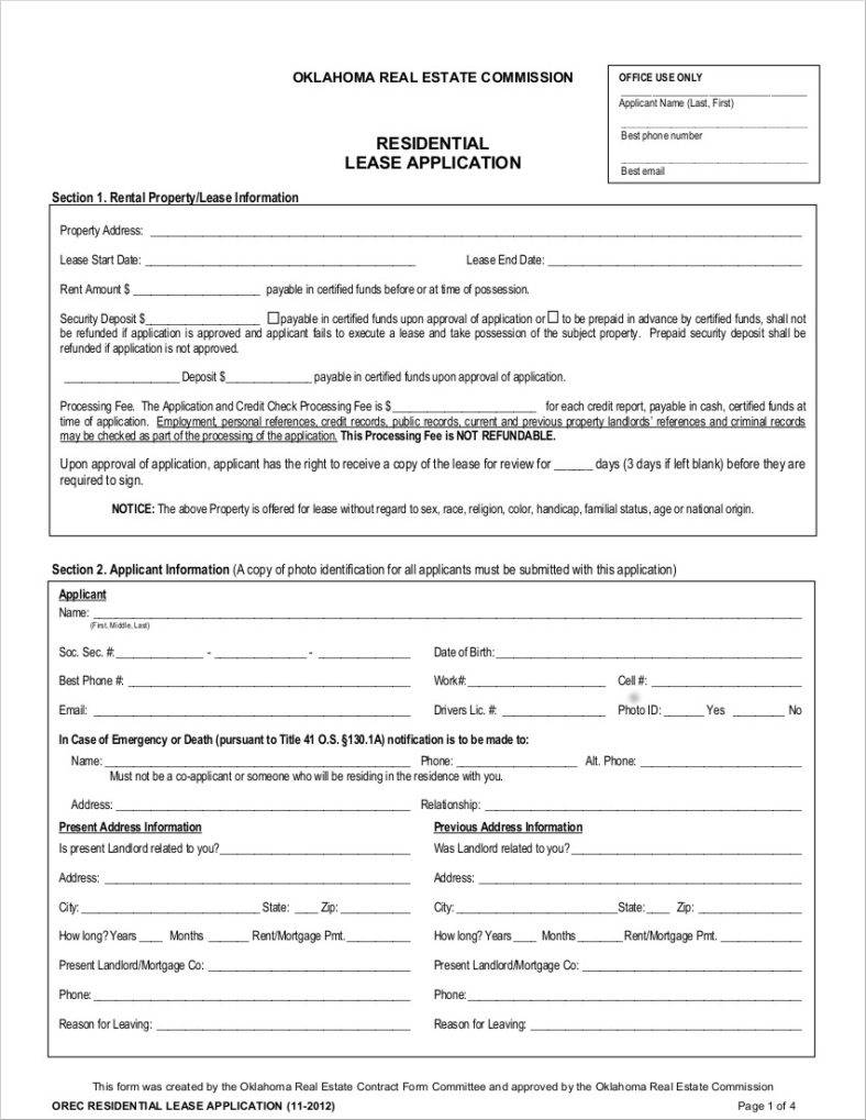 9+ Free Lease Application Form Samples, Examples Download