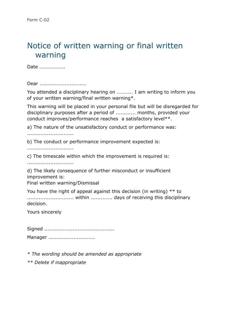 Printable Disciplinary Meeting Notes Template Printable Templates