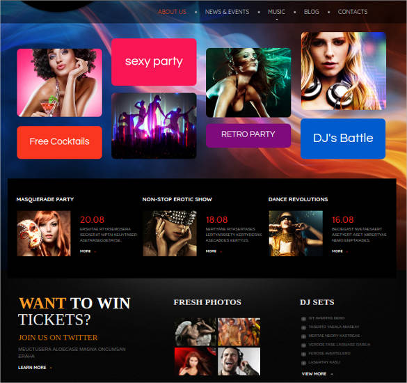 night club website template