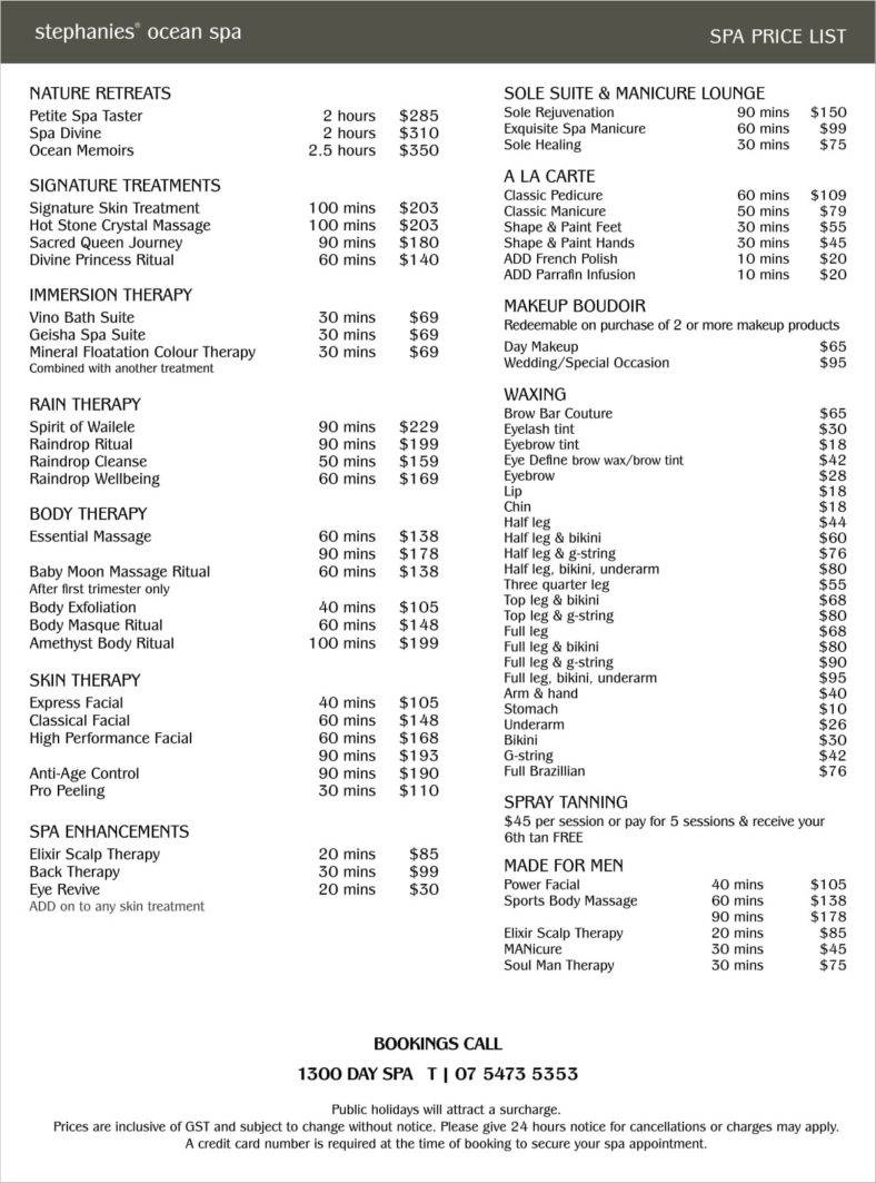 17+ Service Price List Templates Free Samples, Examples Formats Download