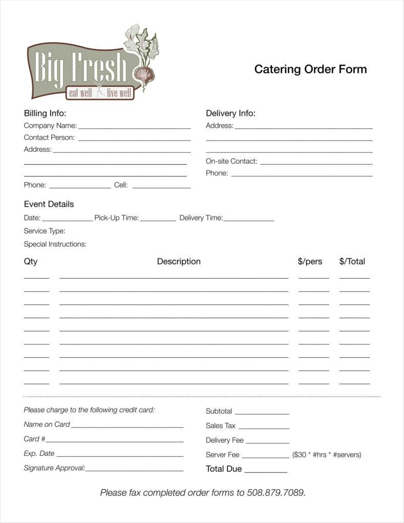 10 Catering Order Form Templates MS Word Numbers Pages Free 