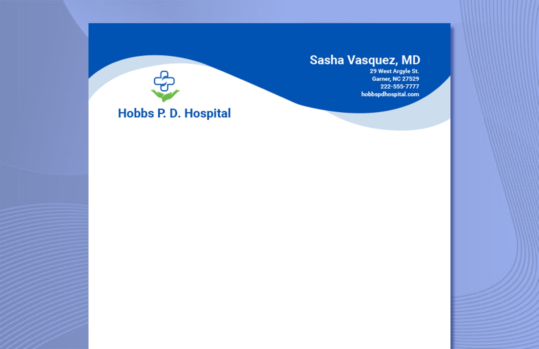 professional hospital letterhead template