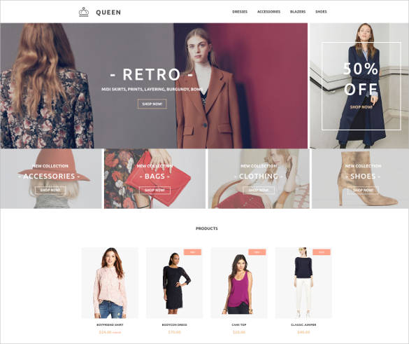 retro fashion cloth website template