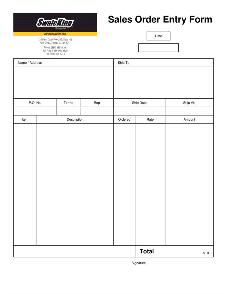 Printable Sales Order Form Template