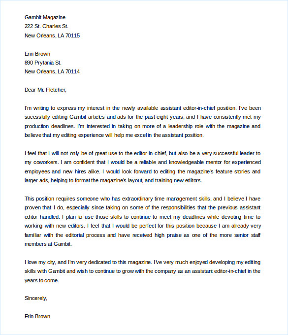 Application Letter For Promotion To Management - Cover ...