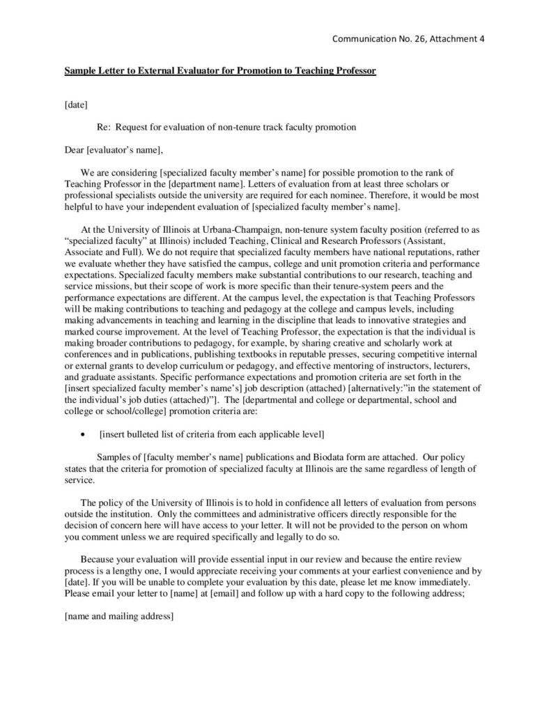 examples of tenure dossier review letters