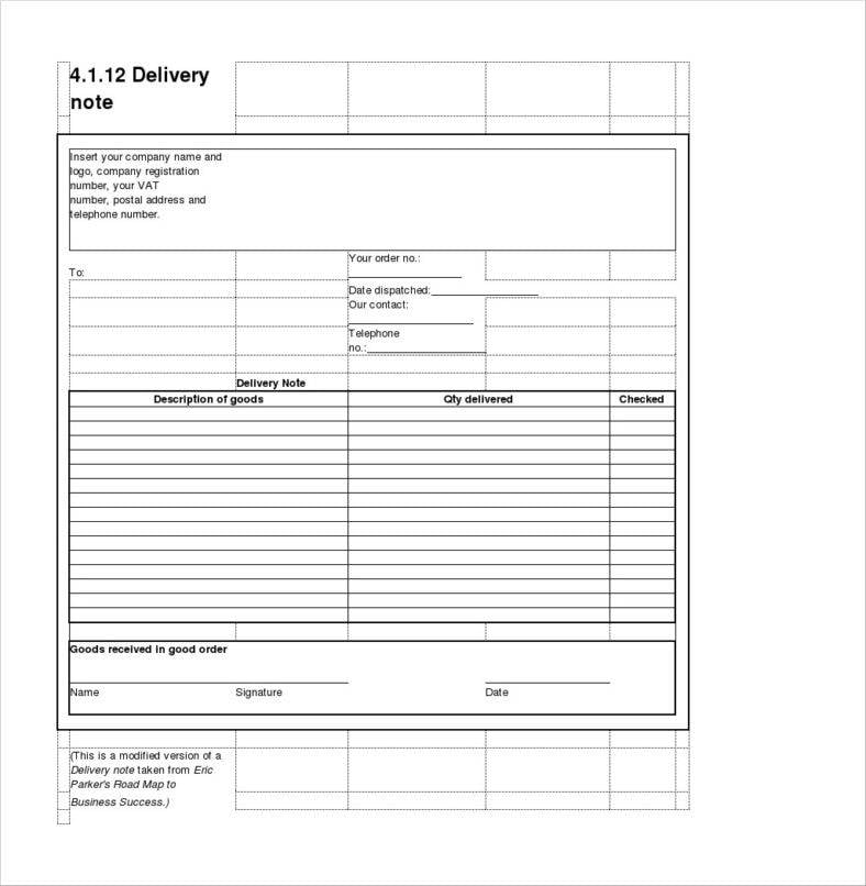 simple delivery order template download11 788x80