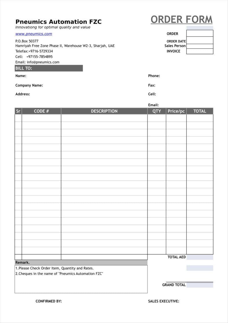 simple order form template 11 788x1115