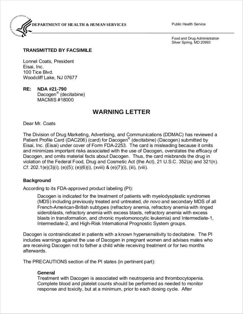 small business warning letter template 788x10