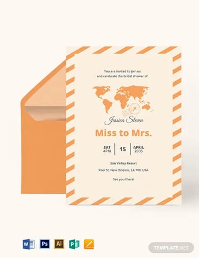 travel bridal shower invitation template
