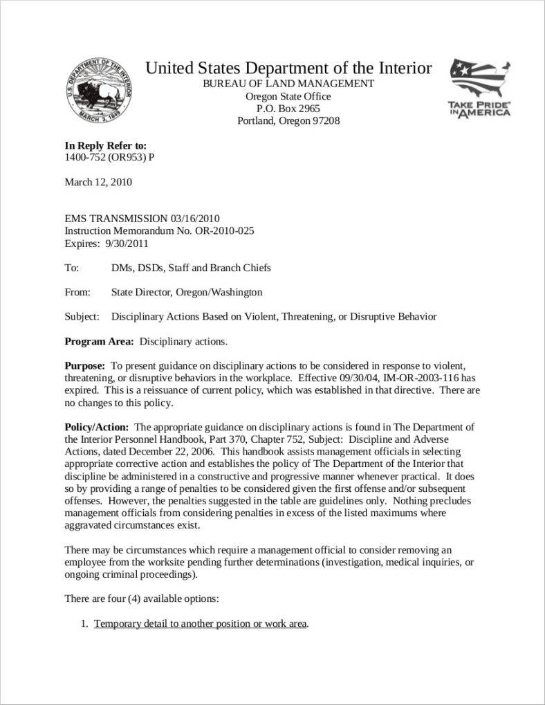 warning letter on violent threats and disruptive behavior 788x10