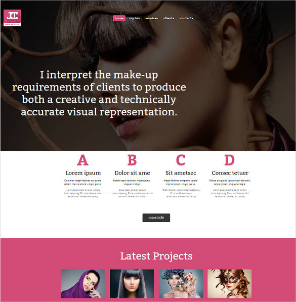 website template for makeup artist portfolio