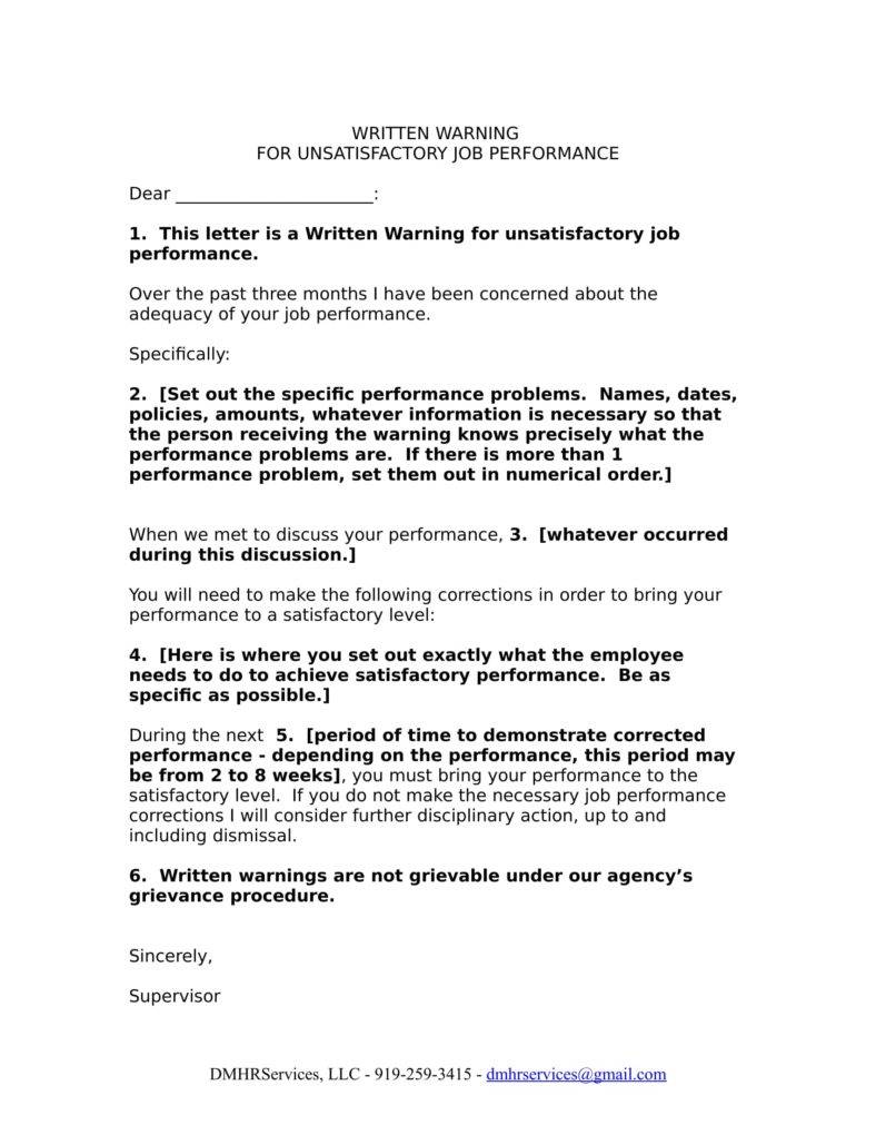 Performance Warning Template Performance Warning Template