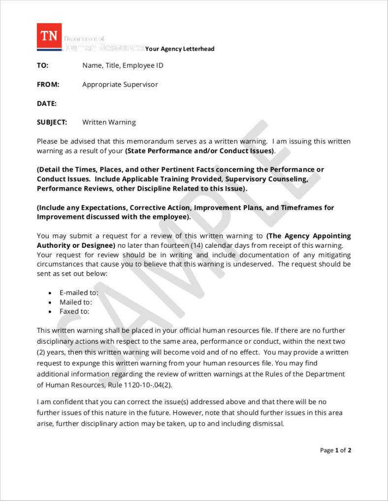 17+ Professional Warning Letters Template
