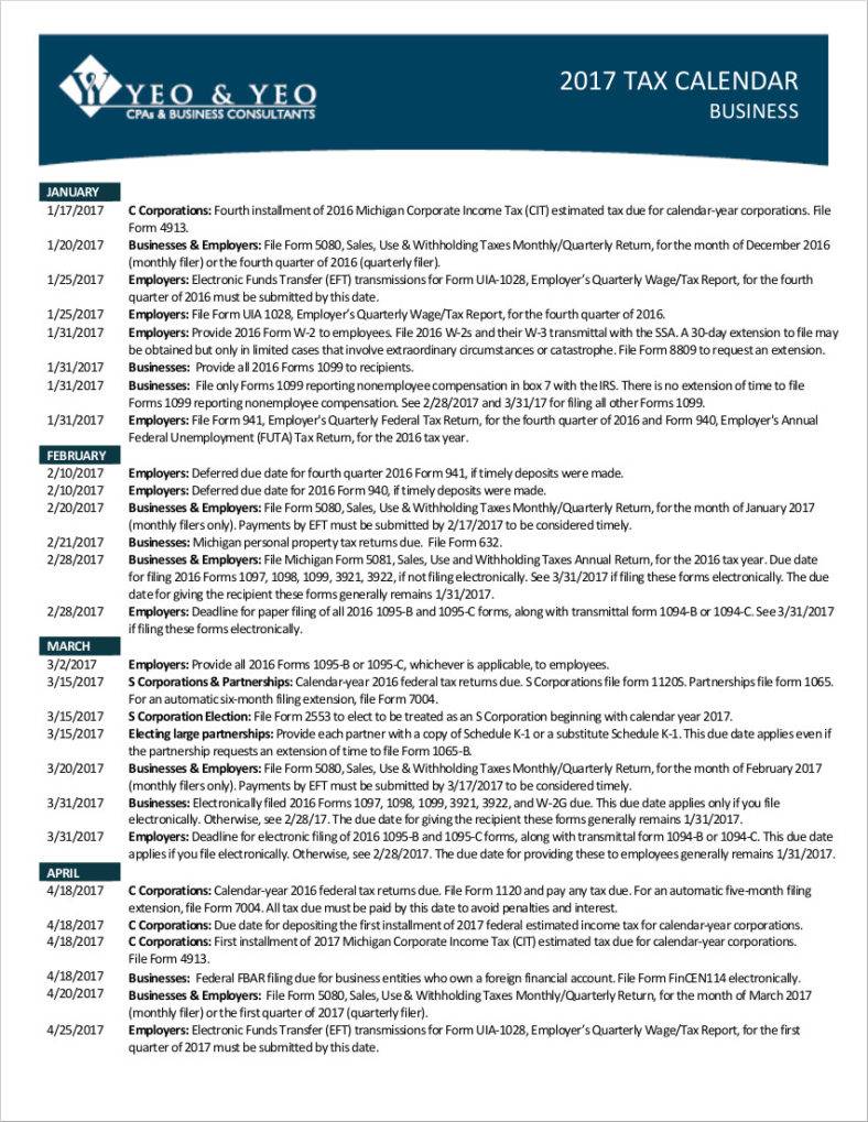 business tax calendar 2017 788x10