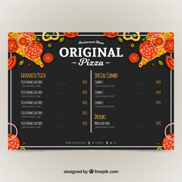 restaurant menu original pizza