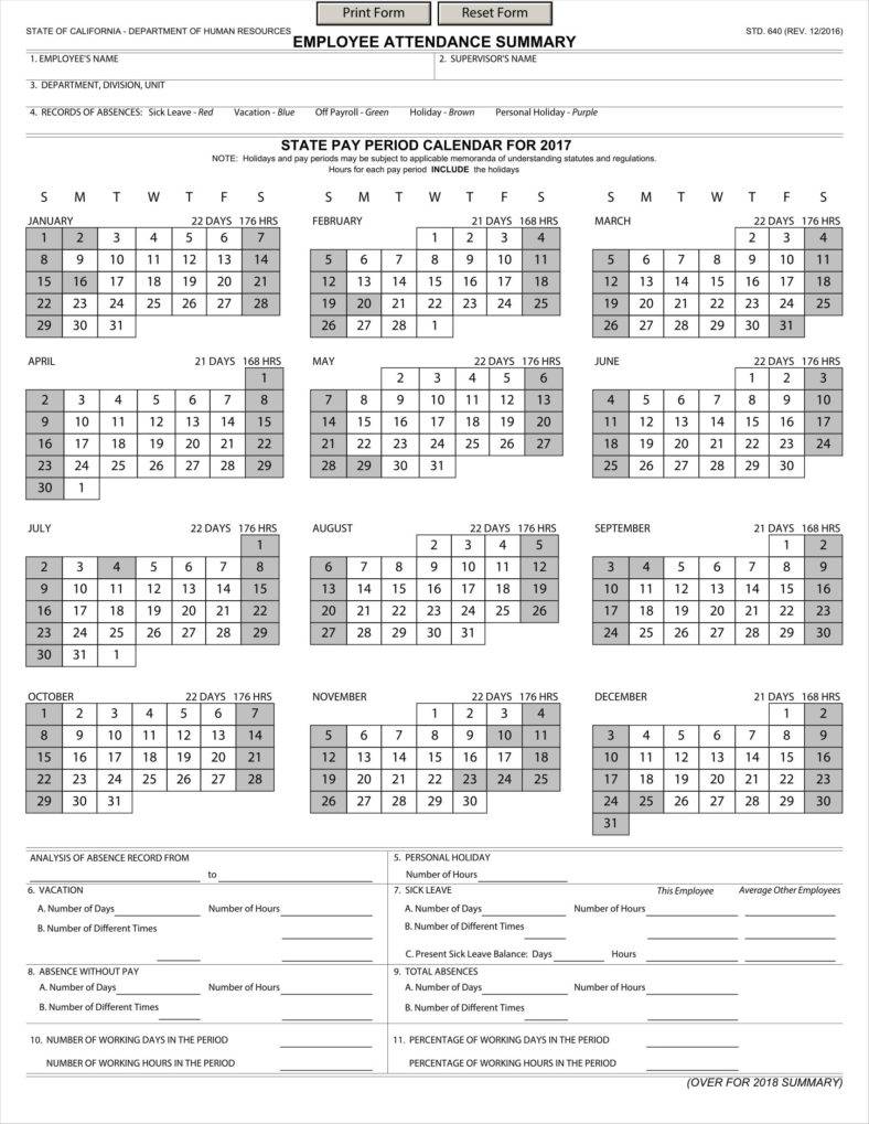9+ Absence Calendar Templates Free PDF, Excel Format Download