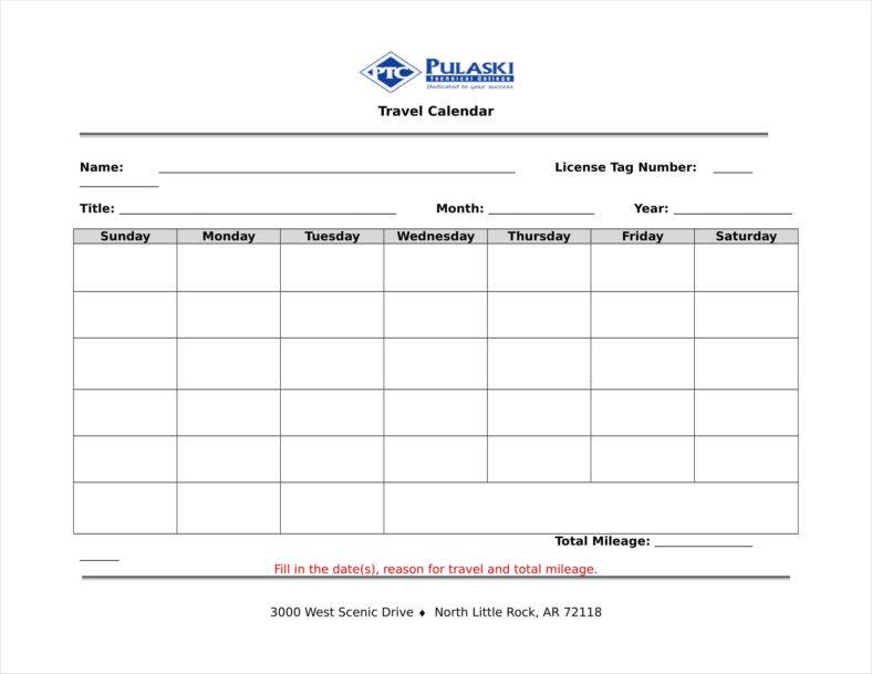 10+ Travel Calendar Examples Free Word, PDF, Excel Format Download