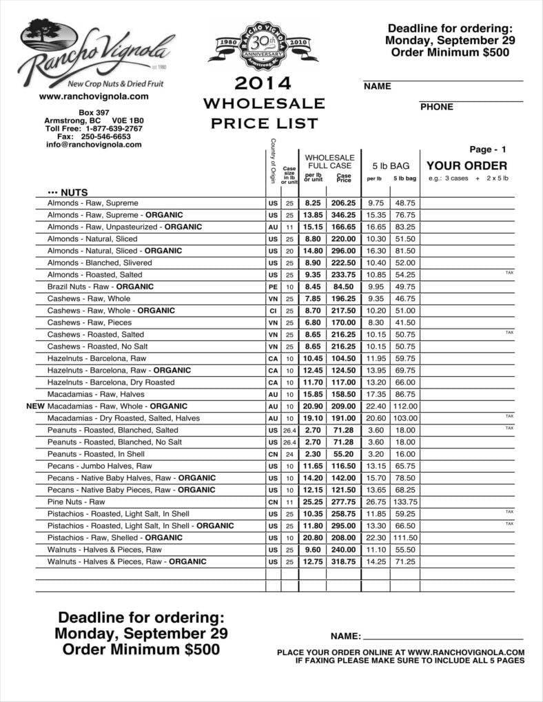 wholesale price sheet free pdf template download 11 788x1019